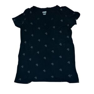 PINK Victoria's Secret Black “P” T-Shirt, monogram, XS